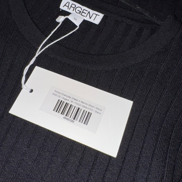 Argent Merino Wool Ribbed Sweater Midi Maxi Dress Black Medium NWT - Picture 5 of 8